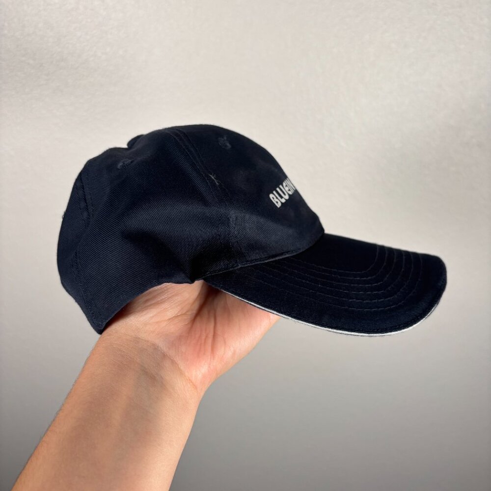 BLUE INSTINCT Black White Dolphin Logo Adjustable Back Strap Baseball Cap Hat - Picture 3 of 6